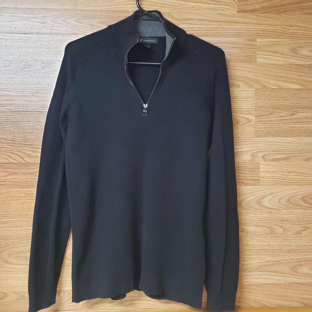 INC International Concepts Men's Dark 1/4 Zip-Up Sweater